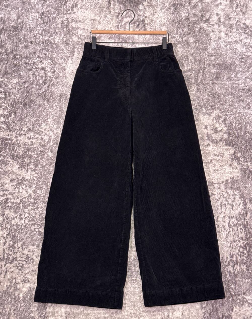 COS Pants 40 / US 8 Womens Black Thick Corduroy Wide Leg High Rise